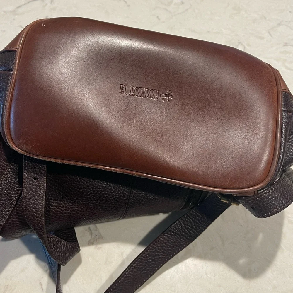 $188 Sundance Catalog Park City Brown M. London Leather Backpack - a rare find!